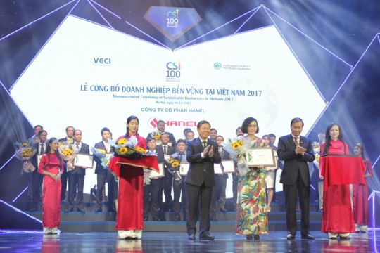 HANEL ĐƯỢC BÌNH CHỌN “TOP 100 DOANH NGHIỆP PHÁT TRIỂN BỀN VỮNG VIỆT NAM”  NĂM THỨ HAI LIÊN TIẾP 