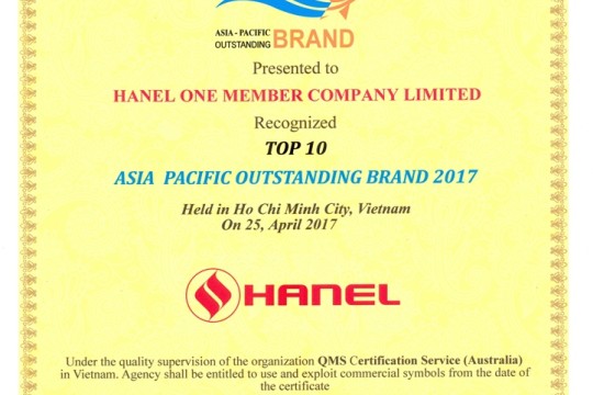 HANEL ĐƯỢC BÌNH CHỌN TOP 10 THƯƠNG HIỆU TIÊU BIỂU  CHÂU Á – THÁI BÌNH DƯƠNG 2017