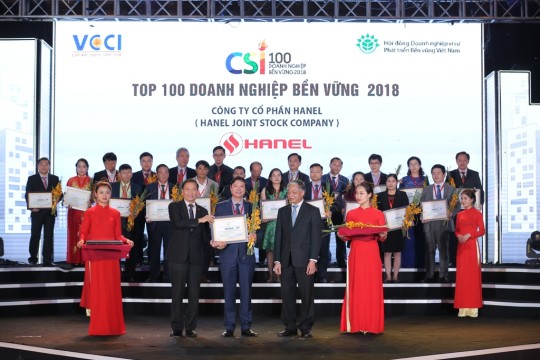 HANEL ĐƯỢC BÌNH CHỌN DOANH NGHIỆP PHÁT TRIỂN BỀN VỮNG  NĂM THỨ BA LIÊN TIẾP