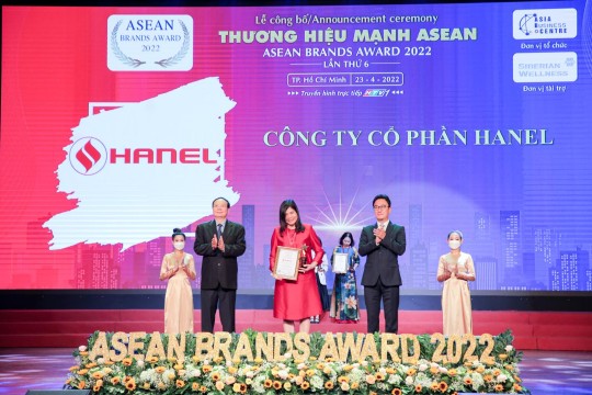 HANEL VÀ TỔNG GIÁM ĐỐC HANEL ĐƯỢC VINH DANH TẠI LỄ CÔNG BỐ THƯƠNG HIỆU MẠNH ASEAN 2022